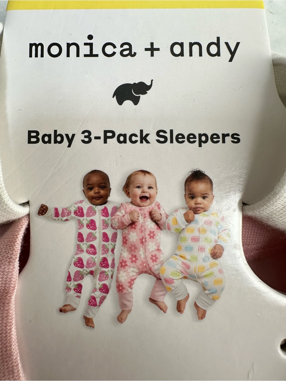 monica + andy Pink Baby 3-Pack organic cotton zip sleeper size 3-6M